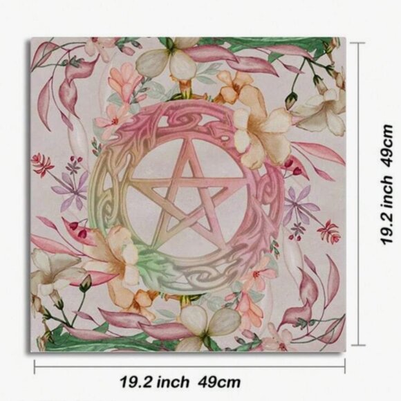 Rose Pentacle Floral Tarot Reading Cloth 19 X 19 NWT - Picture 2 of 2